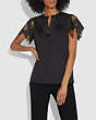 COACH®,LACE EMBROIDERED T-SHIRT,Dark Shadow,Scale View