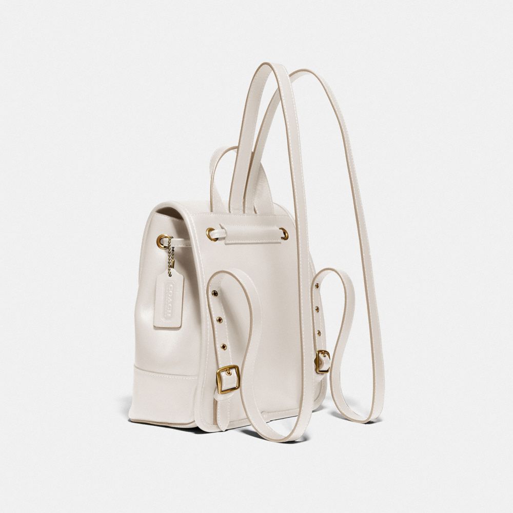 COACH Mini Leather Turnlock Backpack in White