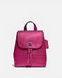 COACH®,TURNLOCK BACKPACK,Leather,Medium,Pewter/Cerise,Front View