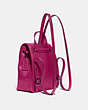 COACH®,TURNLOCK BACKPACK,Leather,Medium,Pewter/Cerise,Angle View