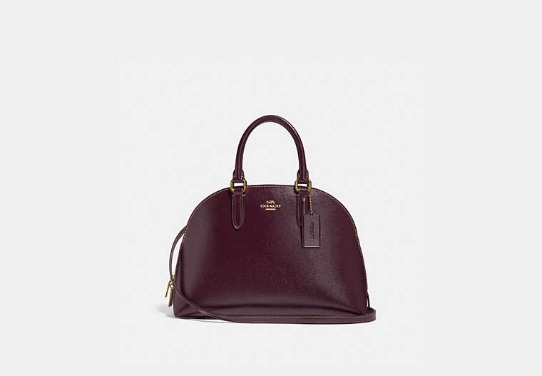 COACH®,QUINN SATCHEL,Leather,Large,Light Gold/Oxblood,Front View