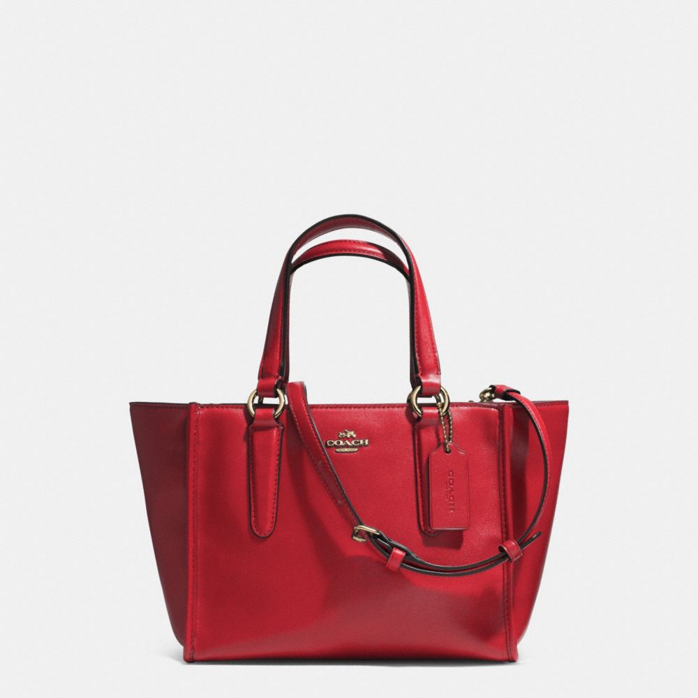 COACH®,CROSBY MINI CARRYALL IN SMOOTH LEATHER,Leather,Large,Light Gold/Red Currant,Front View