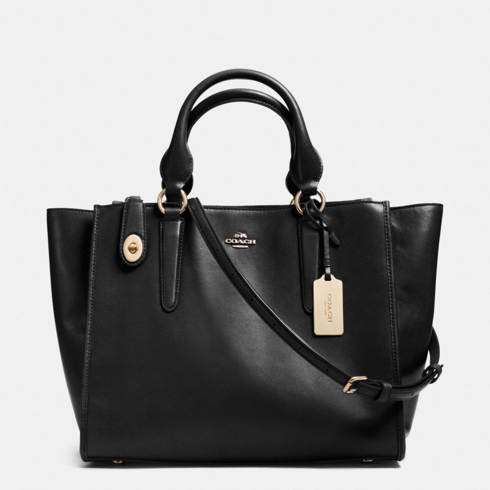 COACH®,CROSBY CARRYALL IN LEATHER,Leather,Large,Light Gold/Black,Front View