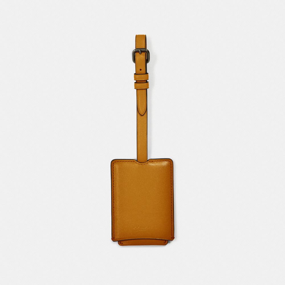 COACH®,LUGGAGE TAG,Leather,AMBER,Front View
