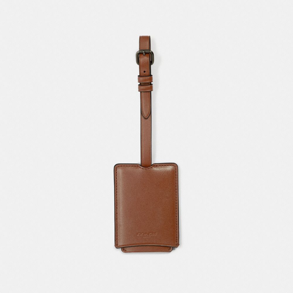 COACH®,LUGGAGE TAG,Leather,Saddle,Front View