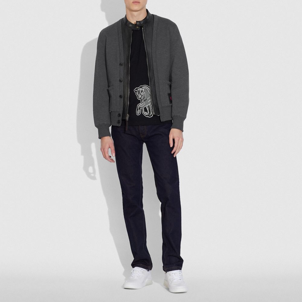COACH®,VESTE EN CUIR RÉVERSIBLE COACH X CHAMPION,Cuir,Noir,Scale View