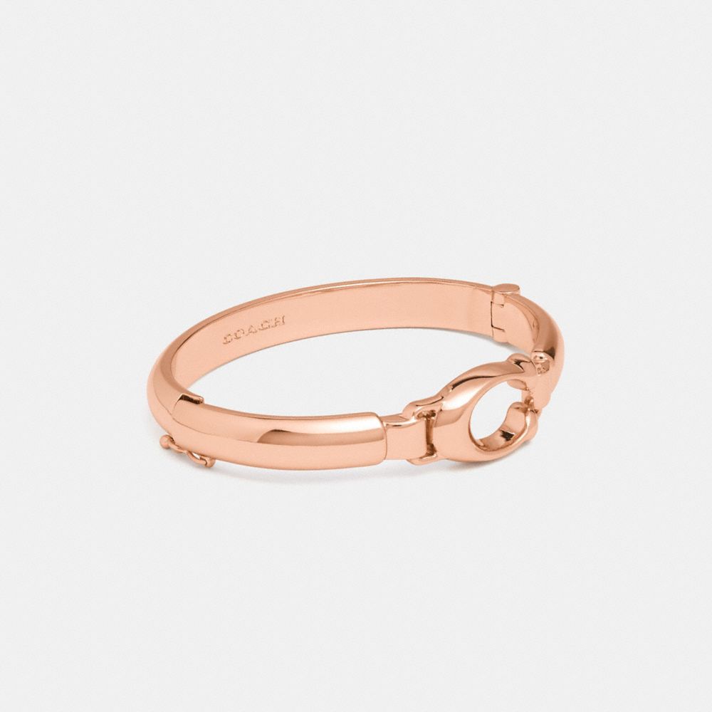 COACH®,SCULPTED SIGNATURE PLAQUE BANGLE,Plated Brass,Rose Gold,Front View