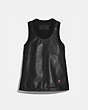 COACH®,COACH X CHAMPION LEATHER TANK TOP,Leather,Black,Front View