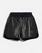 COACH®,COACH X CHAMPION LEATHER SHORTS,Leather,Black,Front View