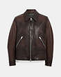 COACH®,STINGER JACKET,Leather,DARK OAK,Front View
