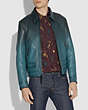 COACH®,STINGER JACKET,Leather,Deep Turquoise,Scale View