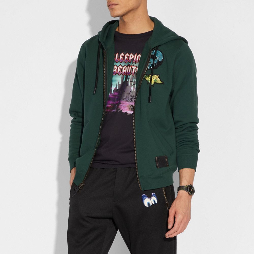 COACH®,DISNEY X COACH SNEEZY HOODIE,cotton,GREEN,Scale View