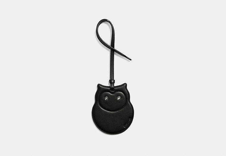COACH®,OWL ORNAMENT,Leather,Black,Front View