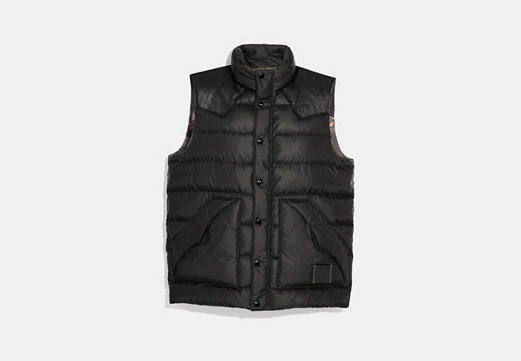 COACH®,QUILTED VEST,Polyester,Black,Front View