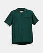 COACH®,SOLID SHORT SLEEVE SHIRT,Polyester,Hunter Green,Front View