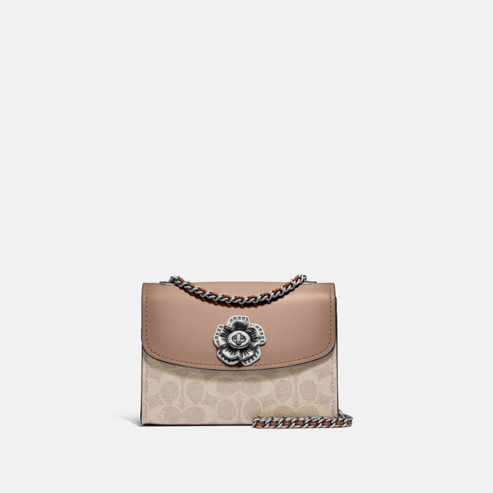 Coach parker 18 in online embellished signature rose print