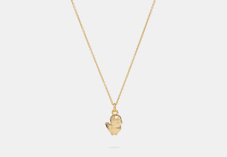 COACH®,DISNEY X COACH BLUEBIRD CHARM NECKLACE,Plated Brass,Gold,Front View image number 0