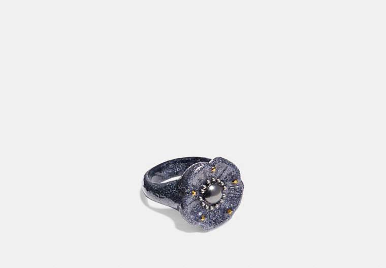COACH®,MINI TEA ROSE RING,resin,Midnight Navy,Front View