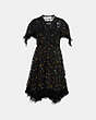 COACH®,FOREST FLORAL PRINT BABY DOLL DRESS,Mixed Material,Black,Front View