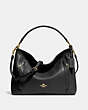 COACH®,SCOUT HOBO,Pebbled Leather,Medium,Light Gold/Black,Front View