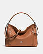 COACH®,SCOUT HOBO,Pebbled Leather,Medium,Silver/Saddle,Front View
