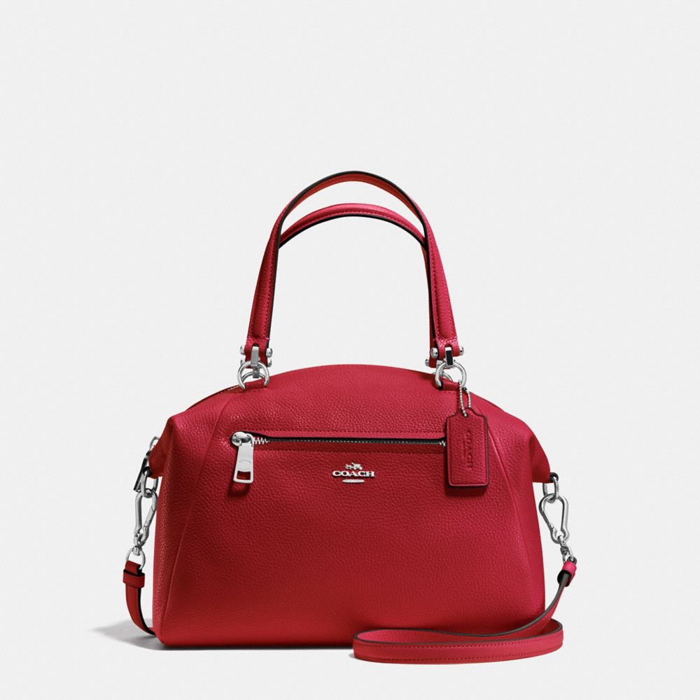 COACH®,PRAIRIE SATCHEL,Leather,Medium,Silver/Red Currant,Front View image number 0