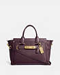COACH®,COACH SWAGGER CARRYALL IN PEBBLE LEATHER,Leather,Large,Gold/Oxblood,Front View