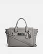 COACH®,COACH SWAGGER CARRYALL IN PEBBLE LEATHER,Leather,Large,Gunmetal/Heather Grey,Front View