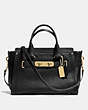 COACH®,COACH SWAGGER CARRYALL IN PEBBLE LEATHER,Leather,Large,Light Gold/Black,Front View