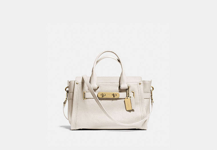 COACH®,COACH SWAGGER CARRYALL IN PEBBLE LEATHER,Leather,Large,Chalk/Light Gold,Front View