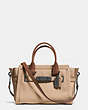 COACH®,COACH SWAGGER 27 IN COLORBLOCK,Leather,Large,Dark Gunmetal/Beechwood,Front View