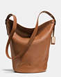 COACH®,DUFFLE,Leather,Large,Light Gold/Saddle,Front View