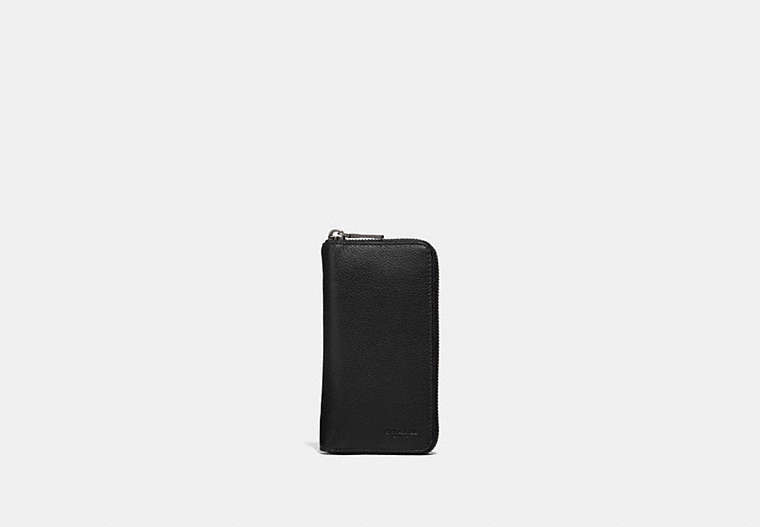 COACH®,ZIP AROUND PHONE WALLET,Leather,Black,Front View
