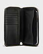 COACH®,ZIP AROUND PHONE WALLET WITH QUILTING,Leather,Heather Grey/Black,Inside View,Top View