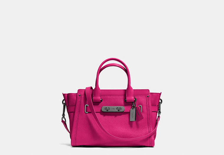 COACH®,COACH SWAGGER 27,Leather,Large,Gunmetal/Cerise,Front View