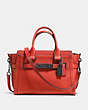 COACH®,COACH SWAGGER 27,Leather,Large,Dark Gunmetal/Deep Coral,Front View