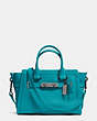 COACH®,COACH SWAGGER 27,Leather,Large,Gunmetal/TURQUOISE,Front View