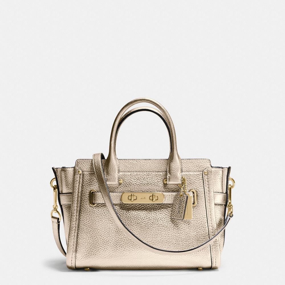 COACH®,COACH SWAGGER 27,Leather,Large,Light Gold/Platinum,Front View