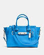 COACH®,COACH SWAGGER 27,Leather,Large,Silver/Azure,Front View