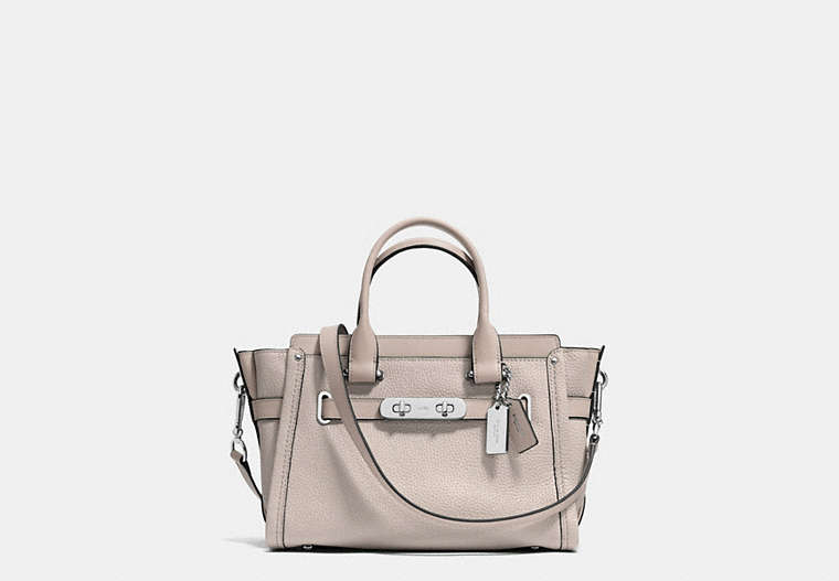 COACH®,COACH SWAGGER 27,Leather,Large,Silver/Grey Birch,Front View