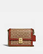 COACH®,HUTTON SHOULDER BAG IN SIGNATURE CANVAS,Signature Coated Canvas/Smooth Leather,Small,Brass/Tan/Rust,Front View