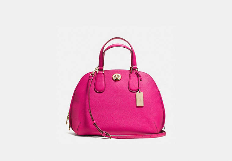 COACH®,PRINCE STREET SATCHEL,Leather,Large,Light Gold/Pink Ruby,Front View