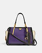 COACH®,DREAMER,Leather,Medium,Brass/Purple Multi,Front View