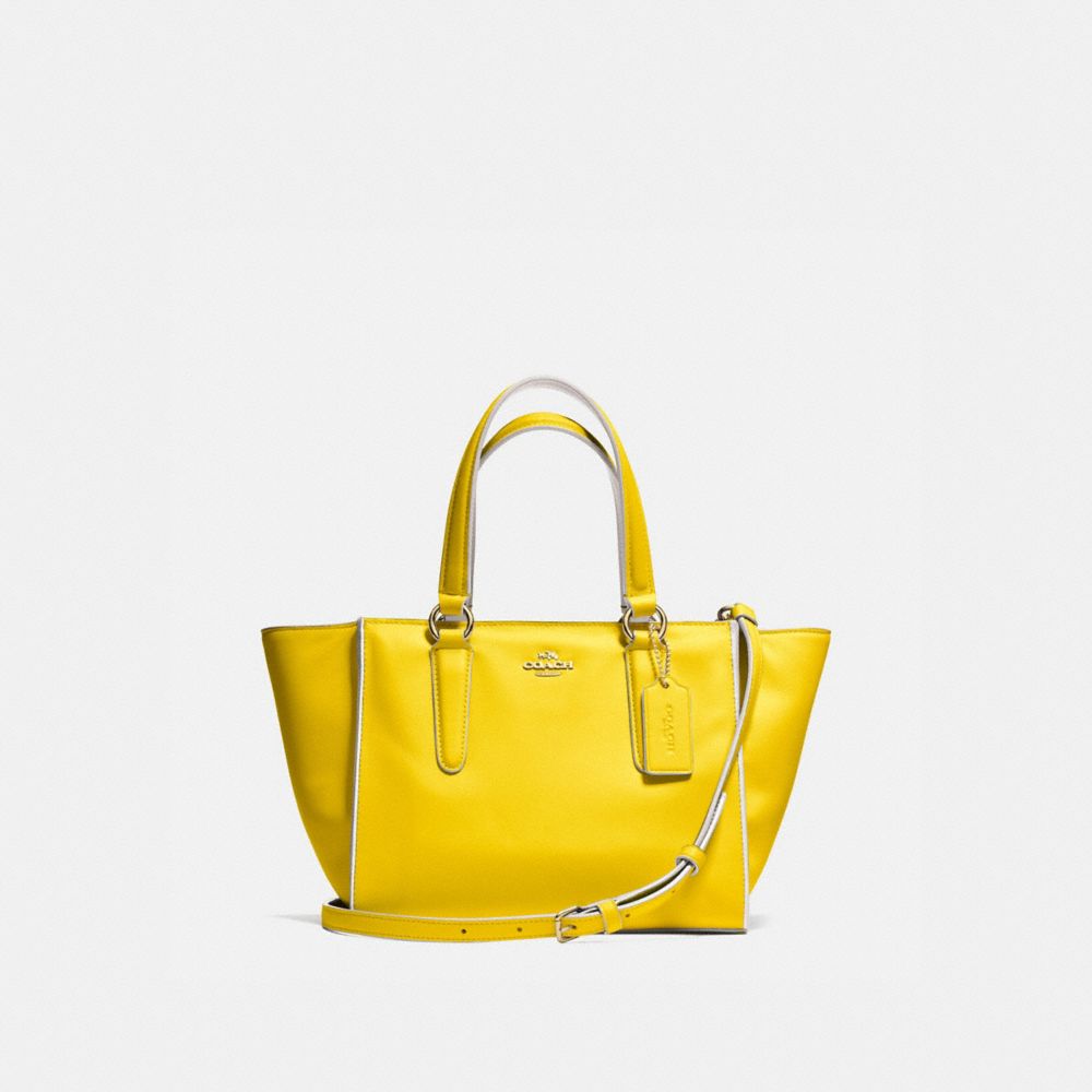 COACH®,MINI CROSBY CARRYALL IN COLORBLOCK,Leather,Large,Light Gold/Yellow/Chalk,Front View
