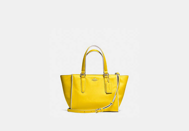 COACH®,MINI CROSBY CARRYALL IN COLORBLOCK,Leather,Large,Light Gold/Yellow/Chalk,Front View