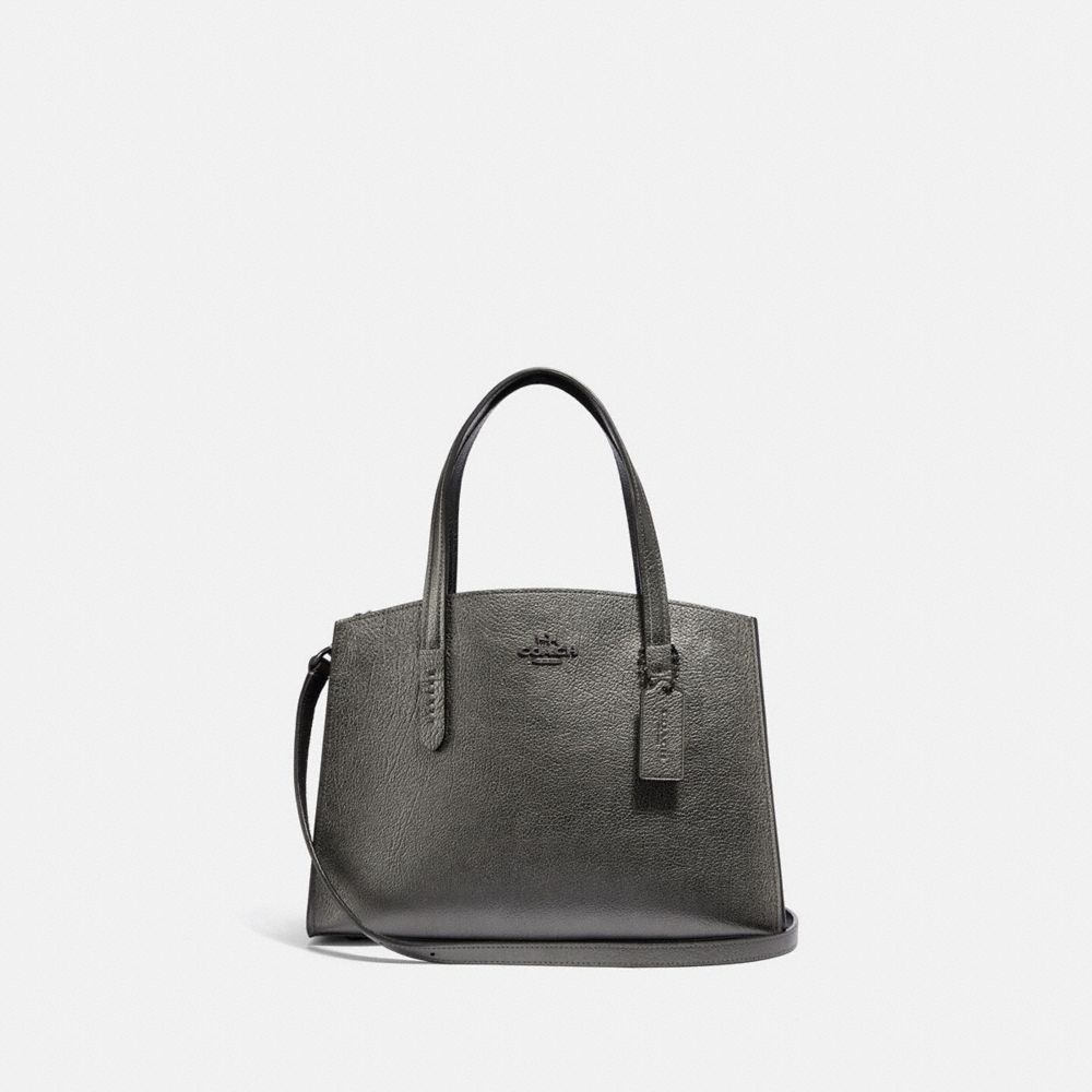 COACH®,CHARLIE CARRYALL 28,Leather,Gunmetal/Metallic Graphite,Front View image number 0