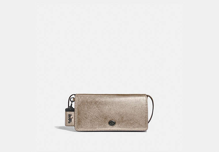 COACH®,DINKY,Leather,Small,Platinum/Pewter,Front View