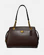 COACH®,PARKER CARRYALL,Leather,Large,Brass/Oxblood,Front View