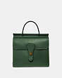 COACH®,WILLIS TOP HANDLE,Leather,Medium,Brass/Hunter Green,Front View