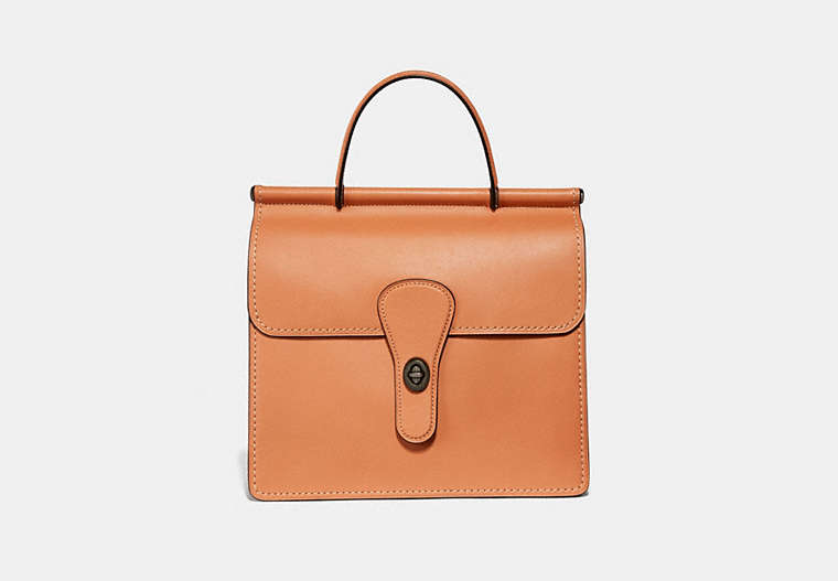 COACH®,WILLIS TOP HANDLE,Leather,Medium,V5/Peach,Front View